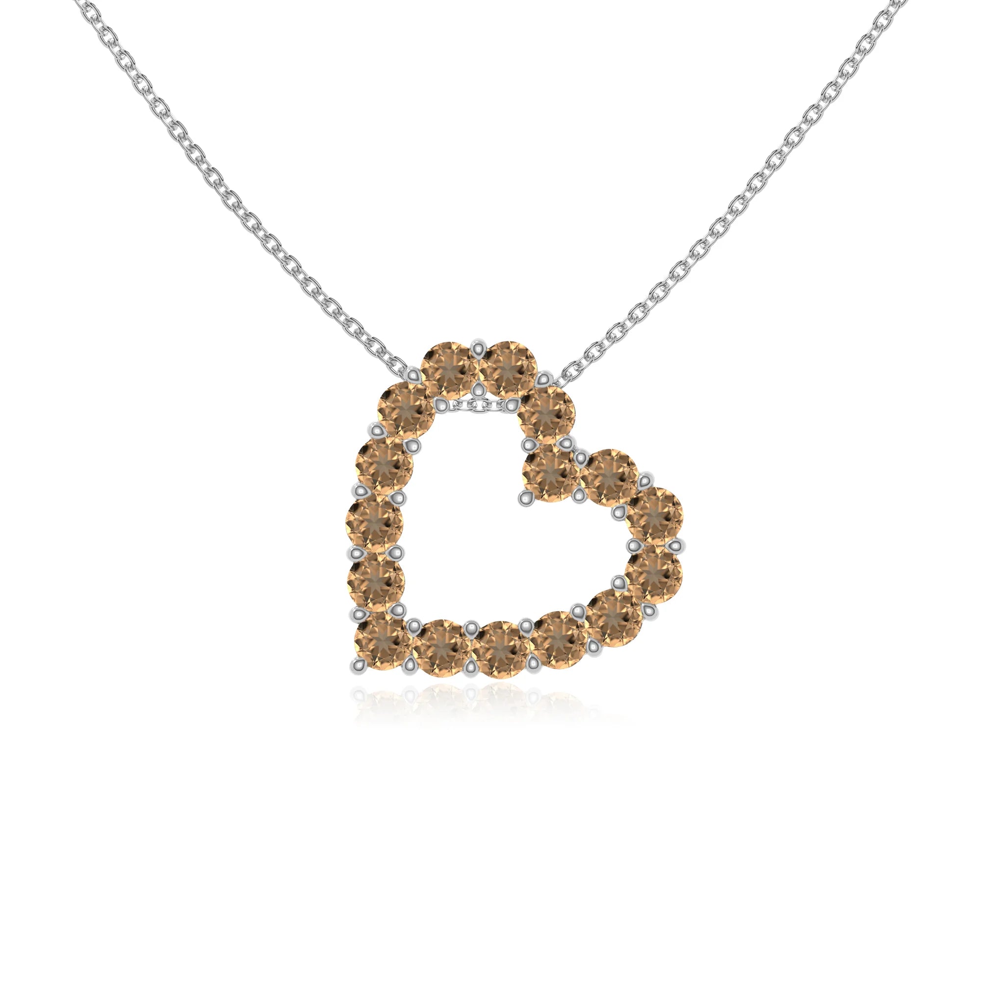 natural citrine heart necklaces in sterling silver 