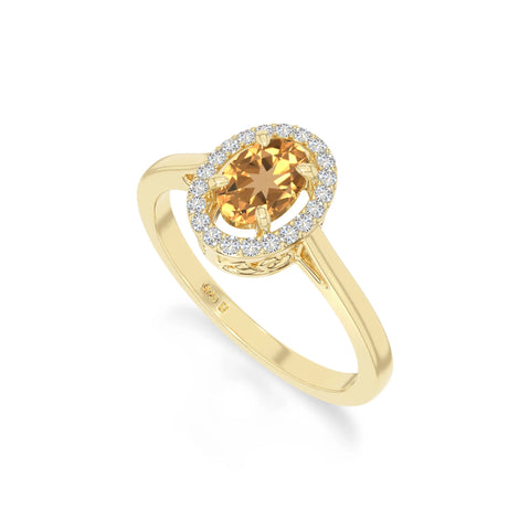 natural citrine solitaire halo engagement rings in yellow gold vermeil