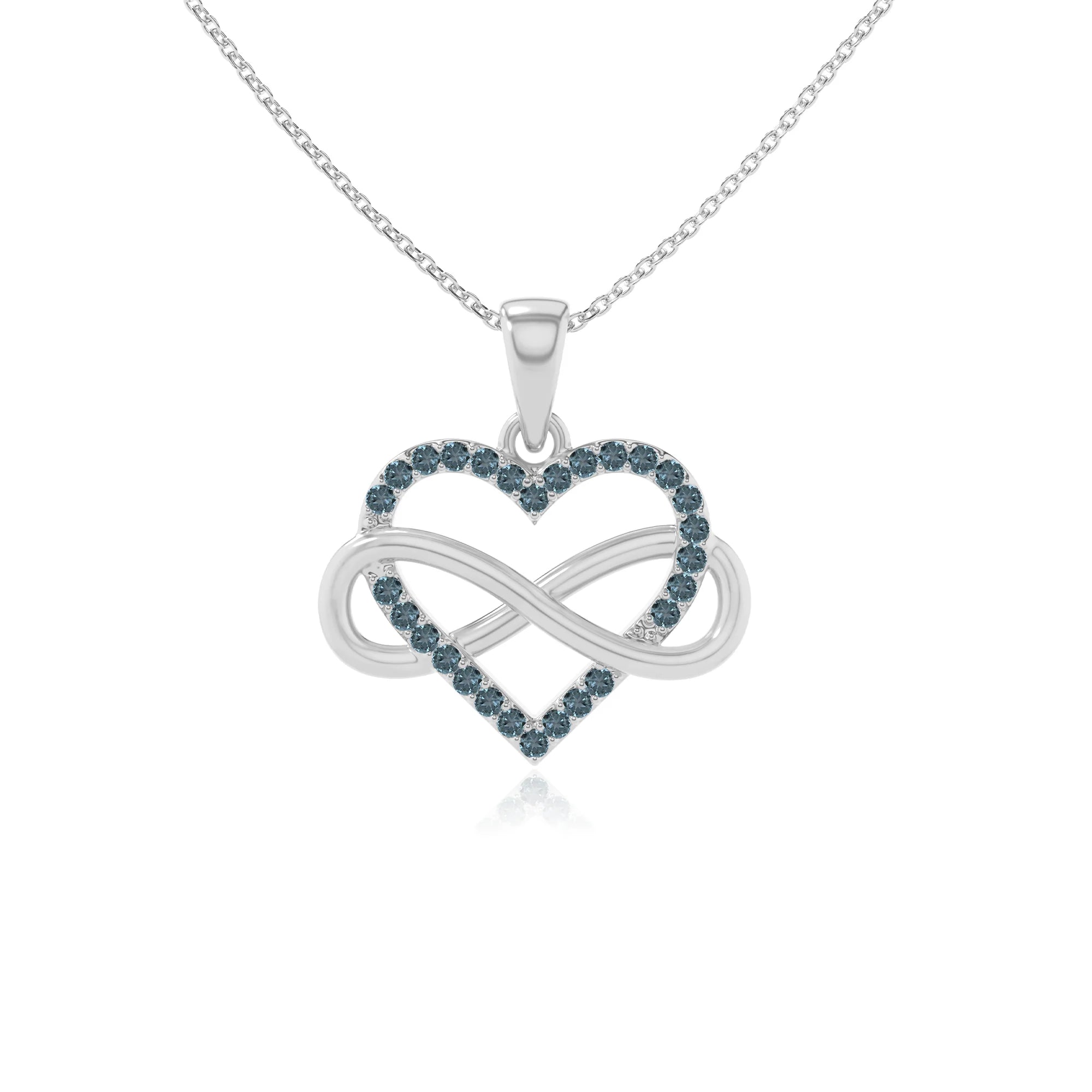 natural london-blue-topaz infinity heart necklaces in sterling silver 