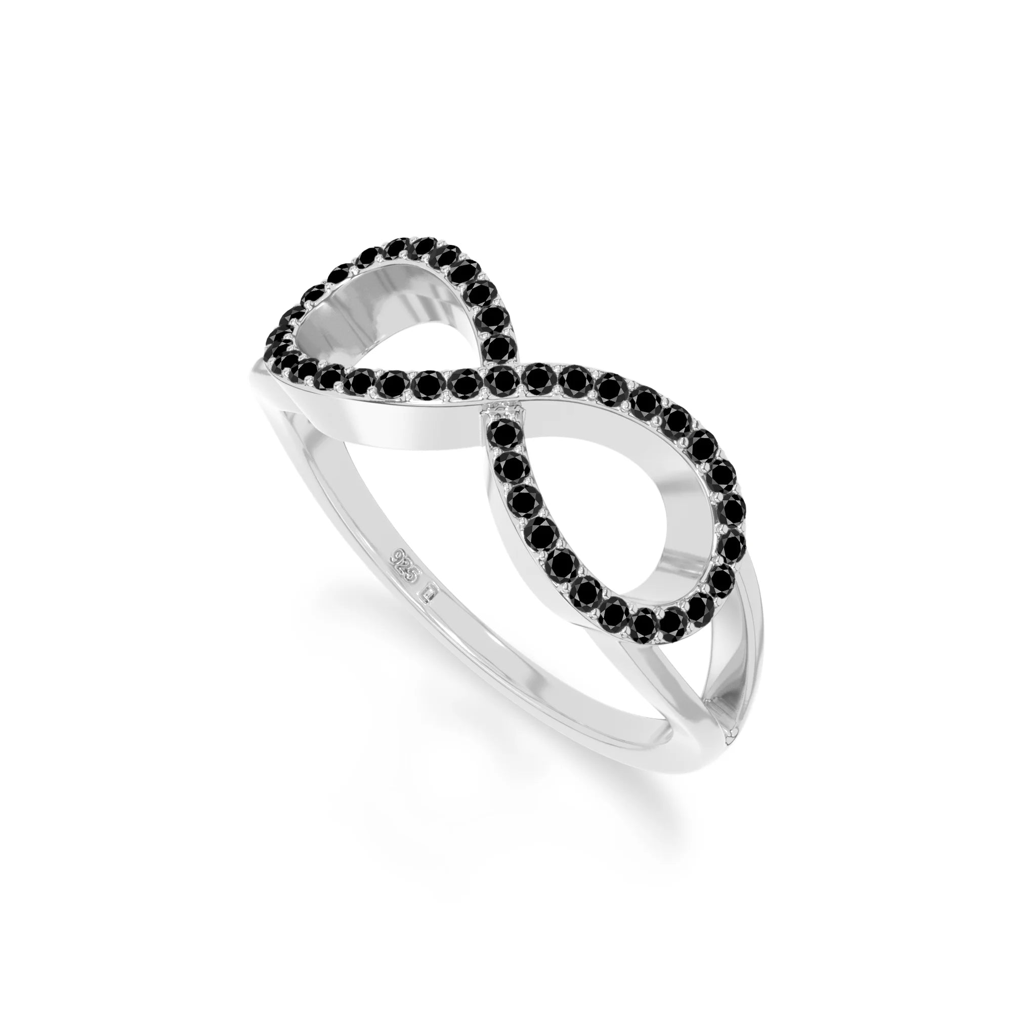 natural black onyx infinity promise rings in sterling silver 