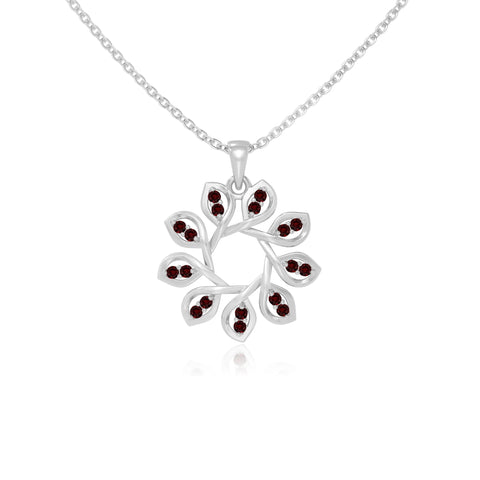 natural garnet flower necklaces in sterling silver 