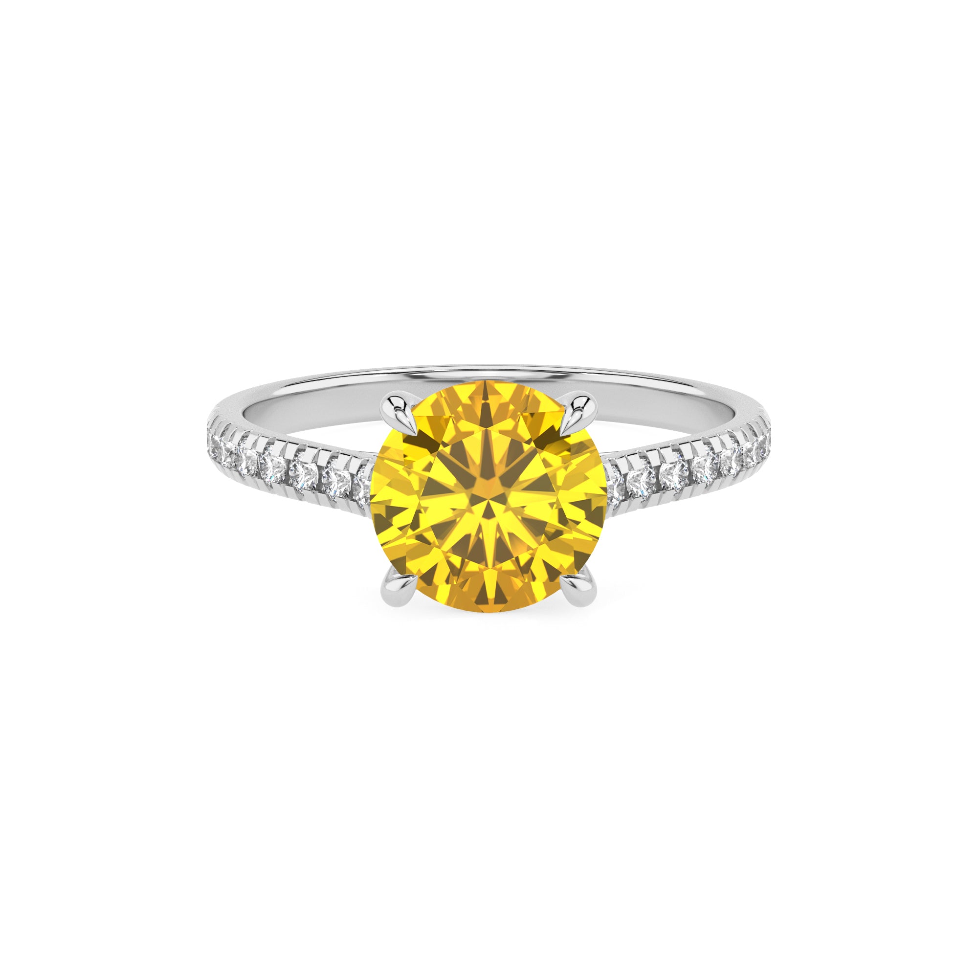 lab-grown yellow-sapphire round half eterity solitaire engagement ring