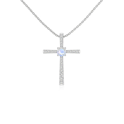 rainbow moonstone cross necklaces in sterling silver 