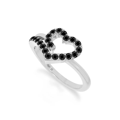 natural black onyx heart promise rings in sterling silver 