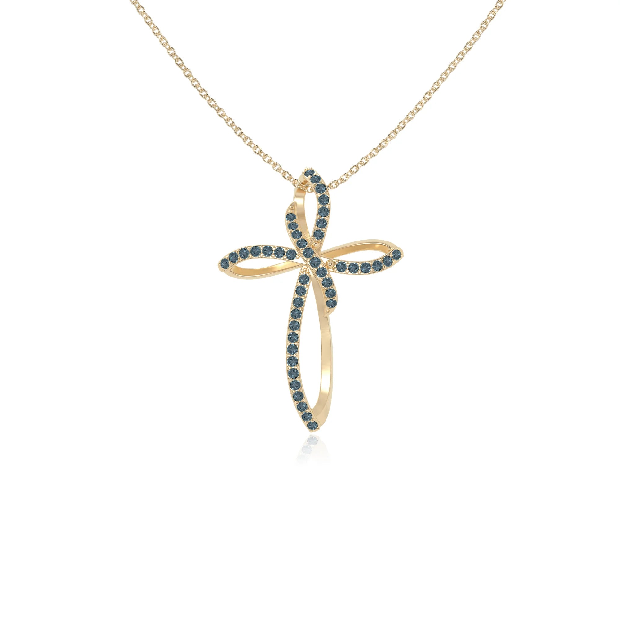 natural london-blue-topaz infinity cross necklaces in yellow gold vermeil 