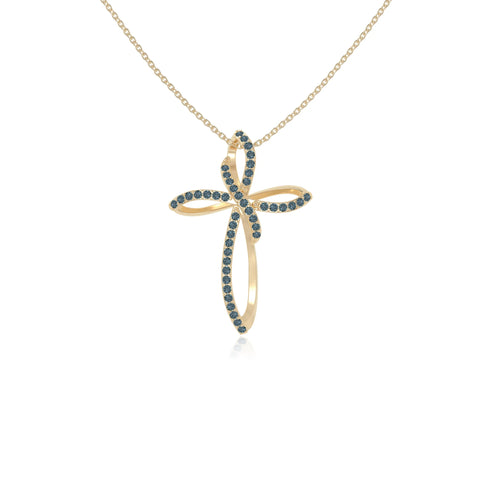 natural london-blue-topaz infinity cross necklaces in yellow gold vermeil 