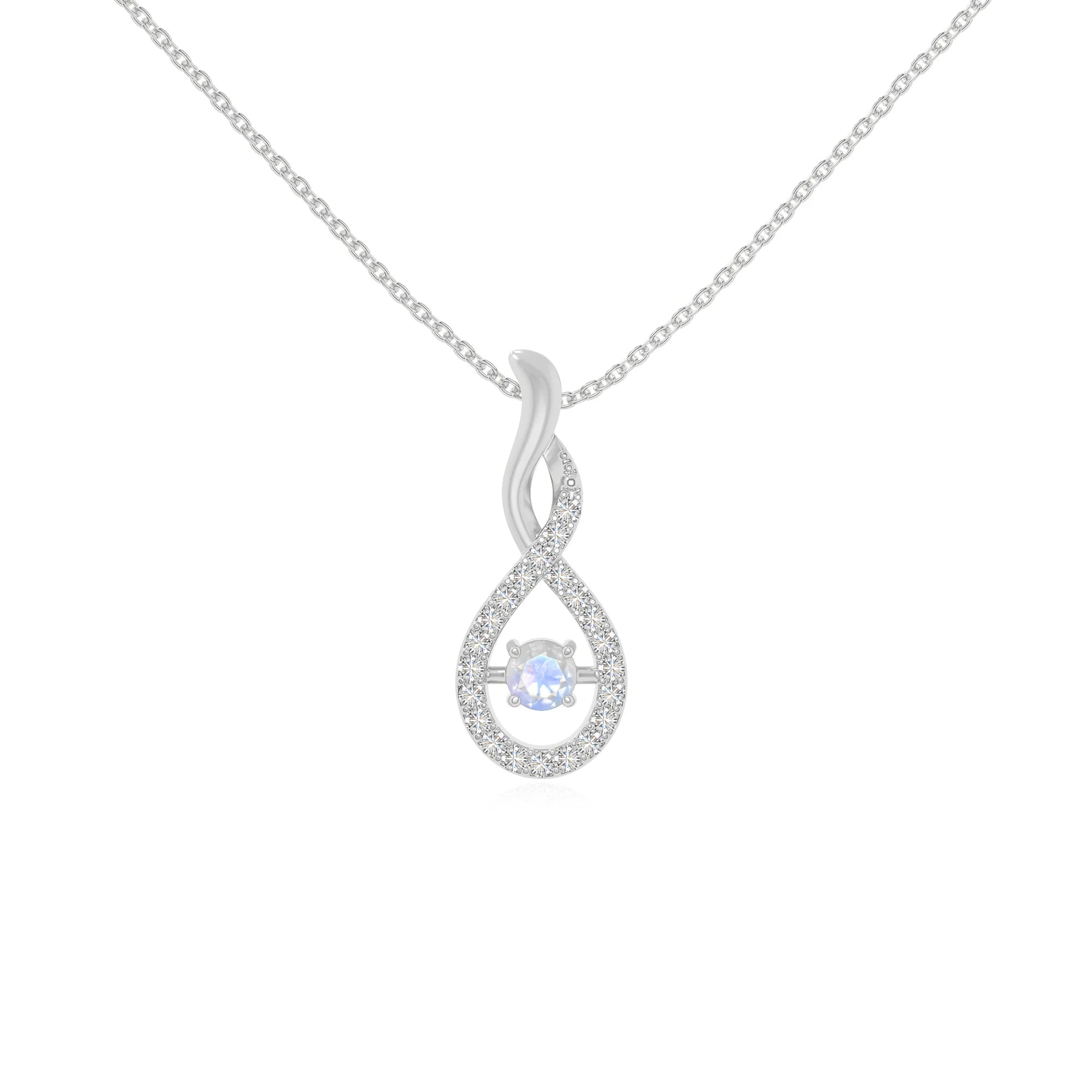 rainbow moonstone infinity necklaces in sterling silver 