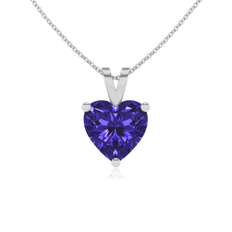 natural tanzanite heart shape solitaire v-bale pendant necklace