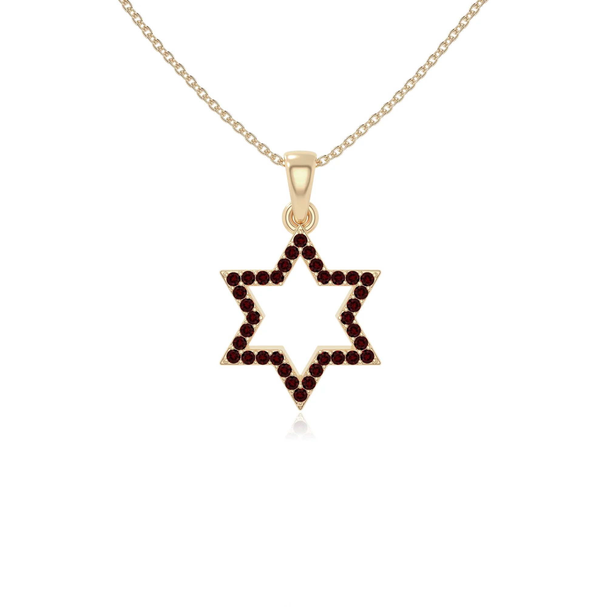 natural garnet star of david necklaces in yellow gold vermeil 