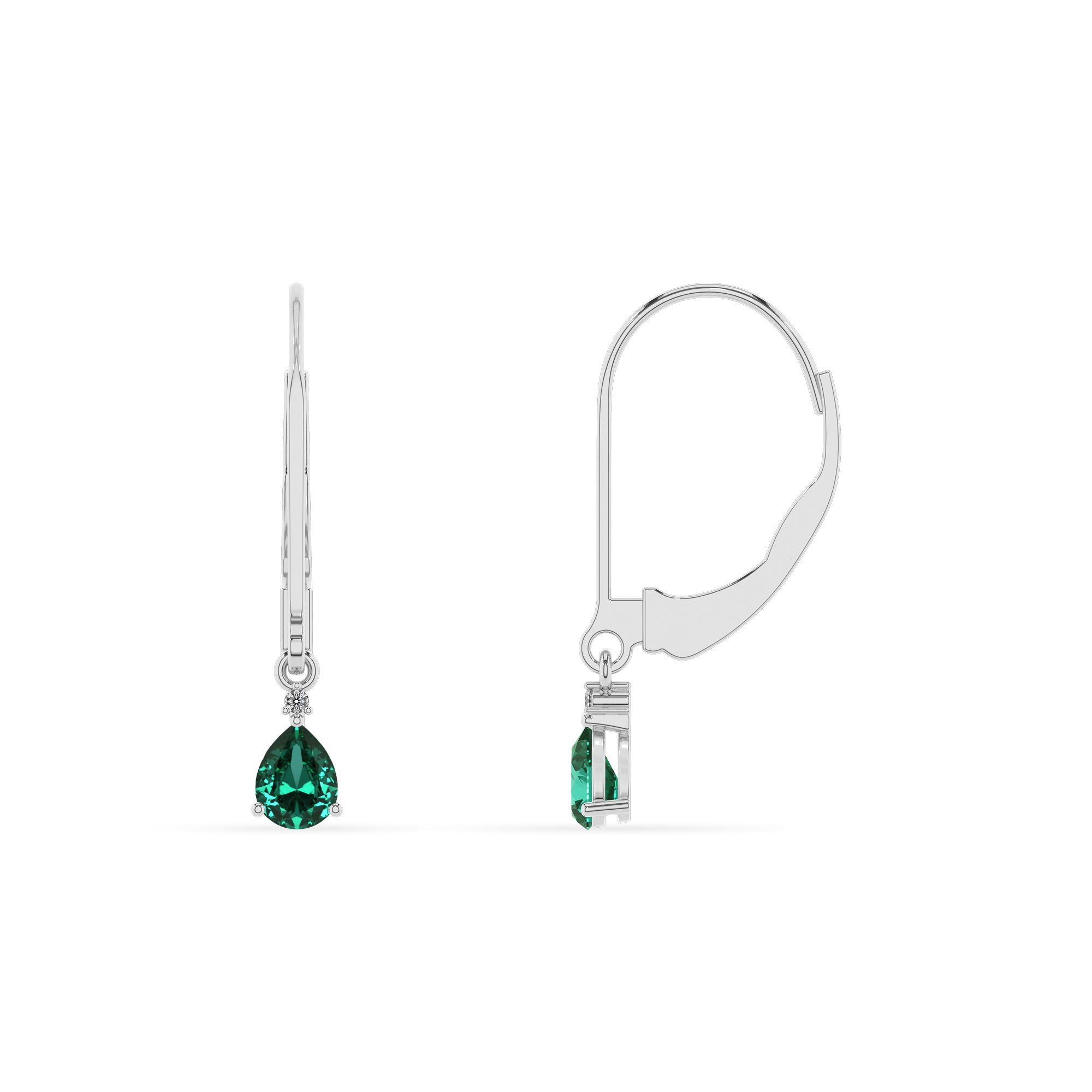 lab grown emerald pear dangle earrings with moissanite 