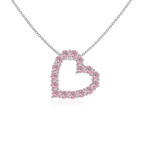 natural pink-tourmaline heart necklaces in sterling silver 