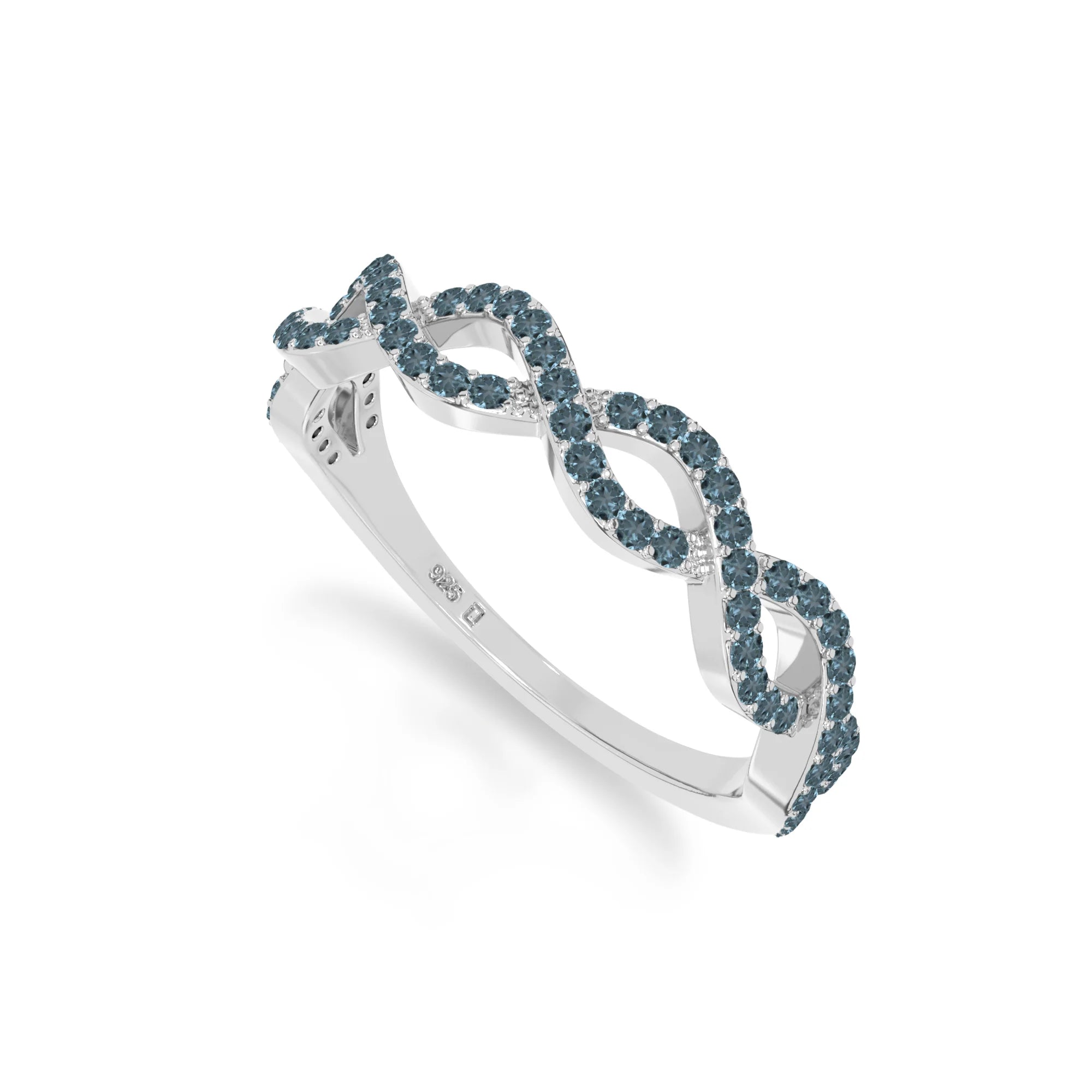 natural london blue topaz twisted wedding band rings in sterling silver 