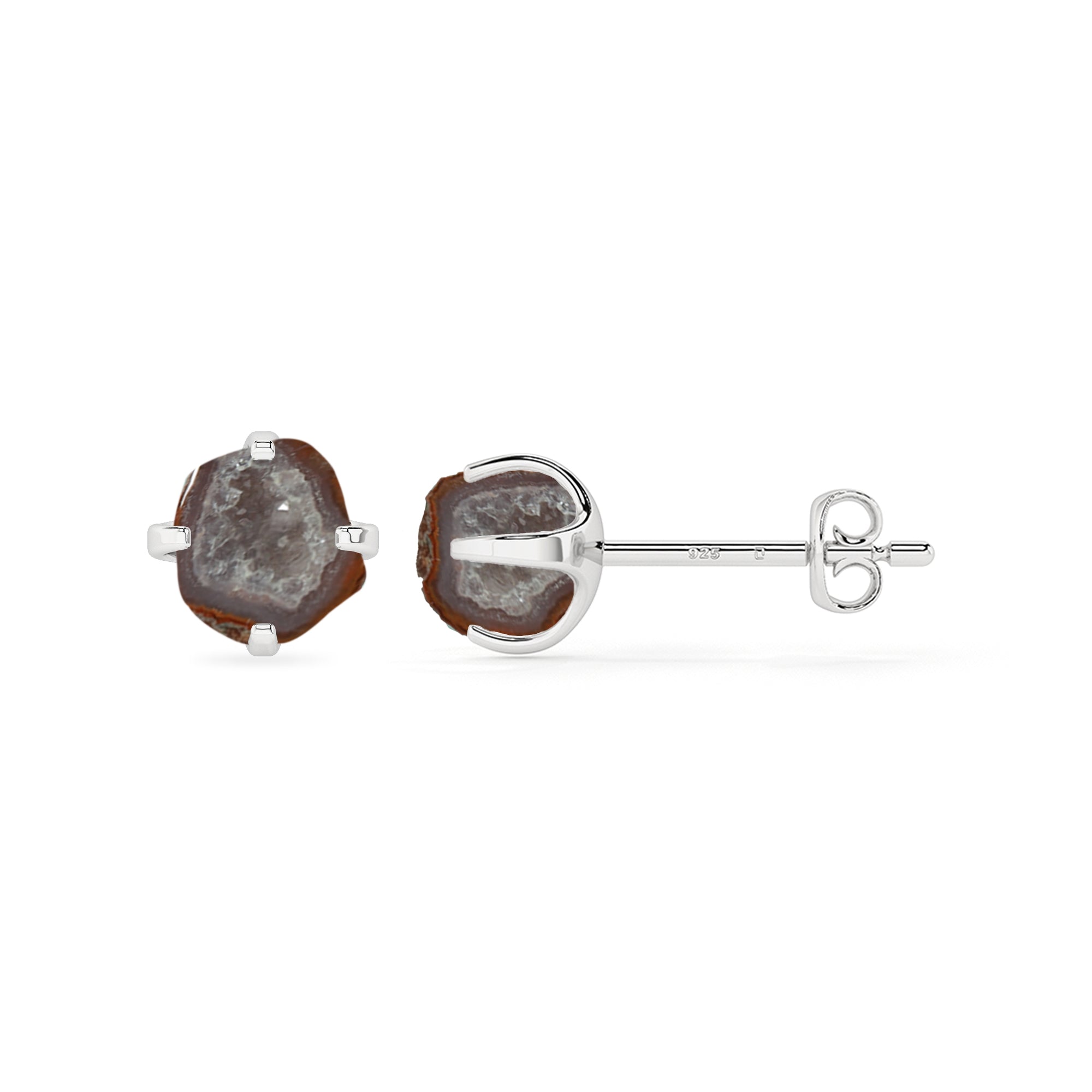 natural geode rough shape stud earrings