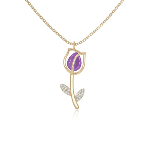natural amethyst tulip necklaces in yellow gold vermeil 