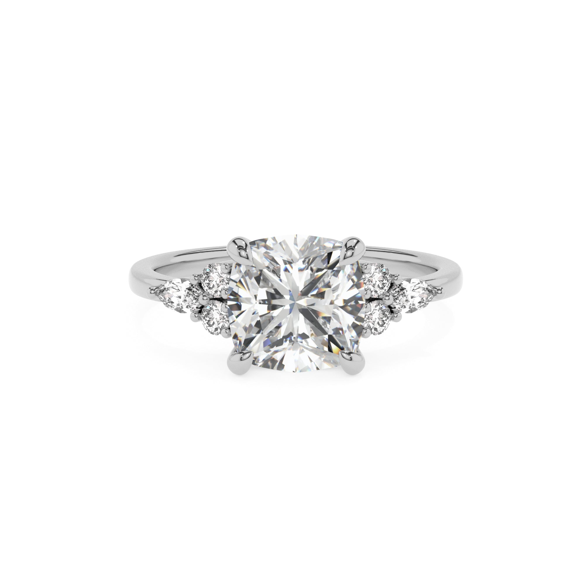 lab-grown moissanite cushion solitaire engagement ring