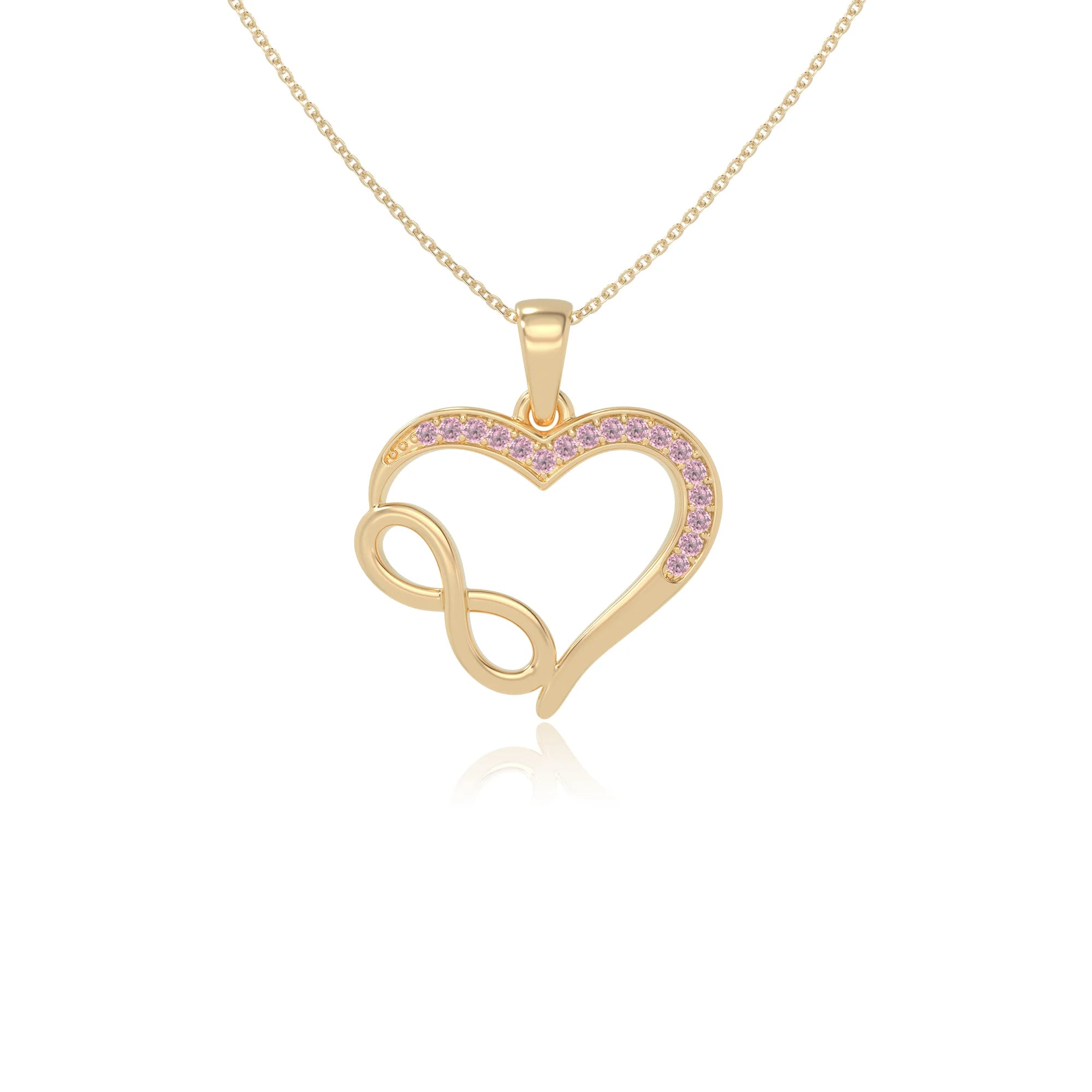 natural pink-tourmaline infinity necklaces in yellow gold vermeil 