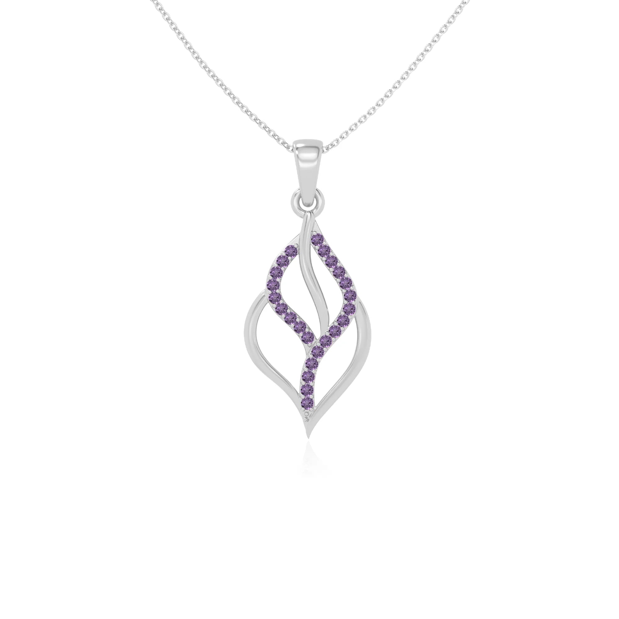 natural amethyst leaf necklaces in sterling silver 