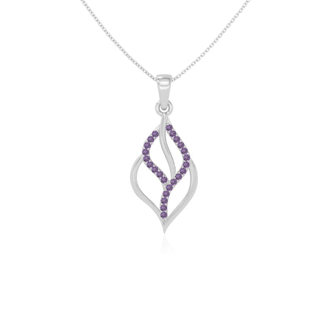 natural amethyst leaf necklaces in sterling silver 