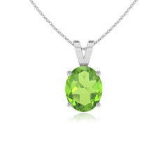 lab grown peridot oval shape solitaire v-bale pendant necklace