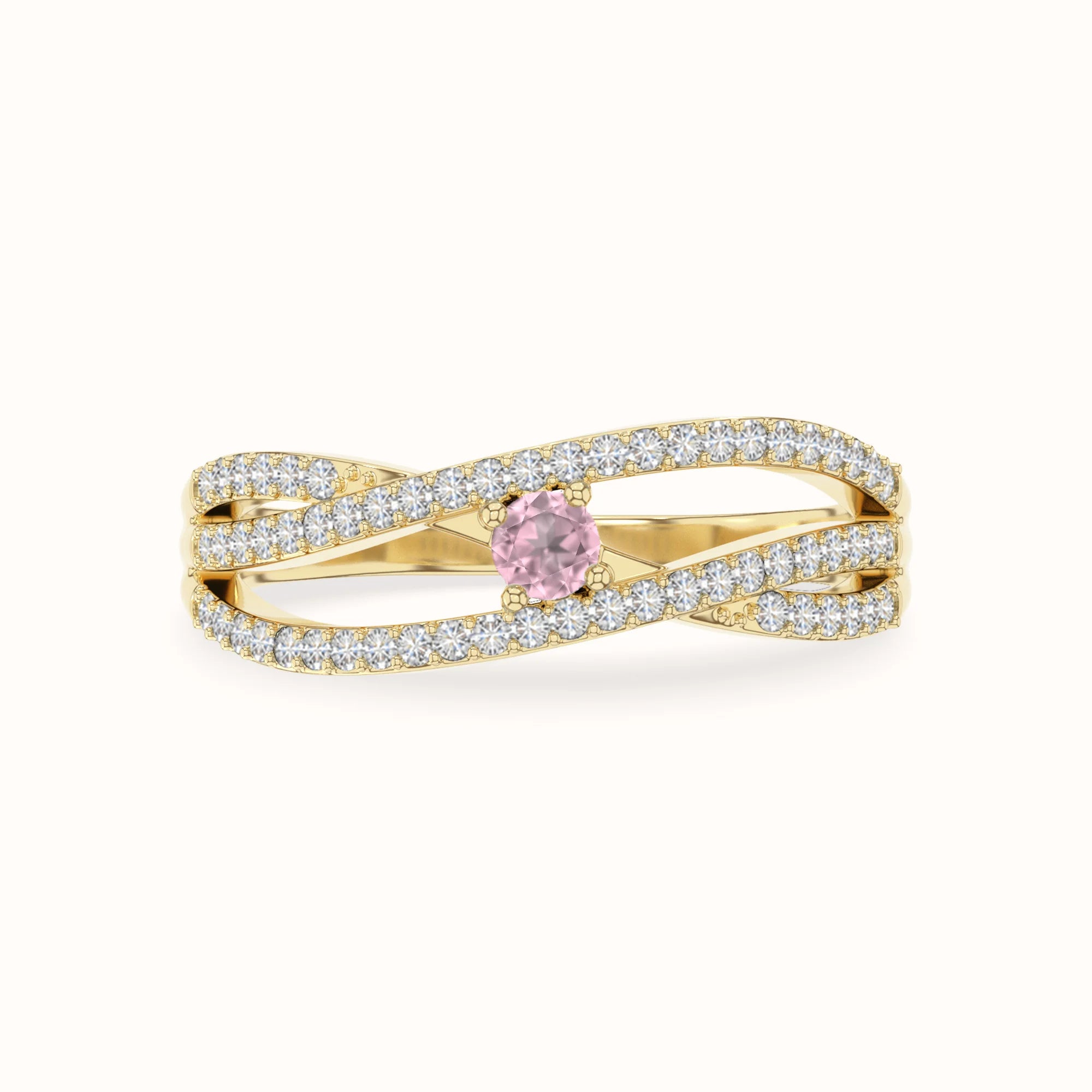 natural pink tourmaline promise rings in yellow gold vermeil