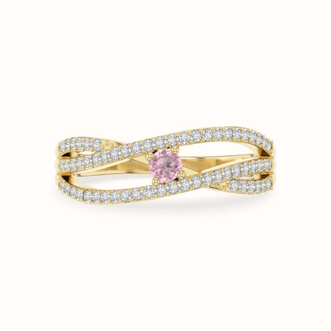 natural pink tourmaline promise rings in yellow gold vermeil