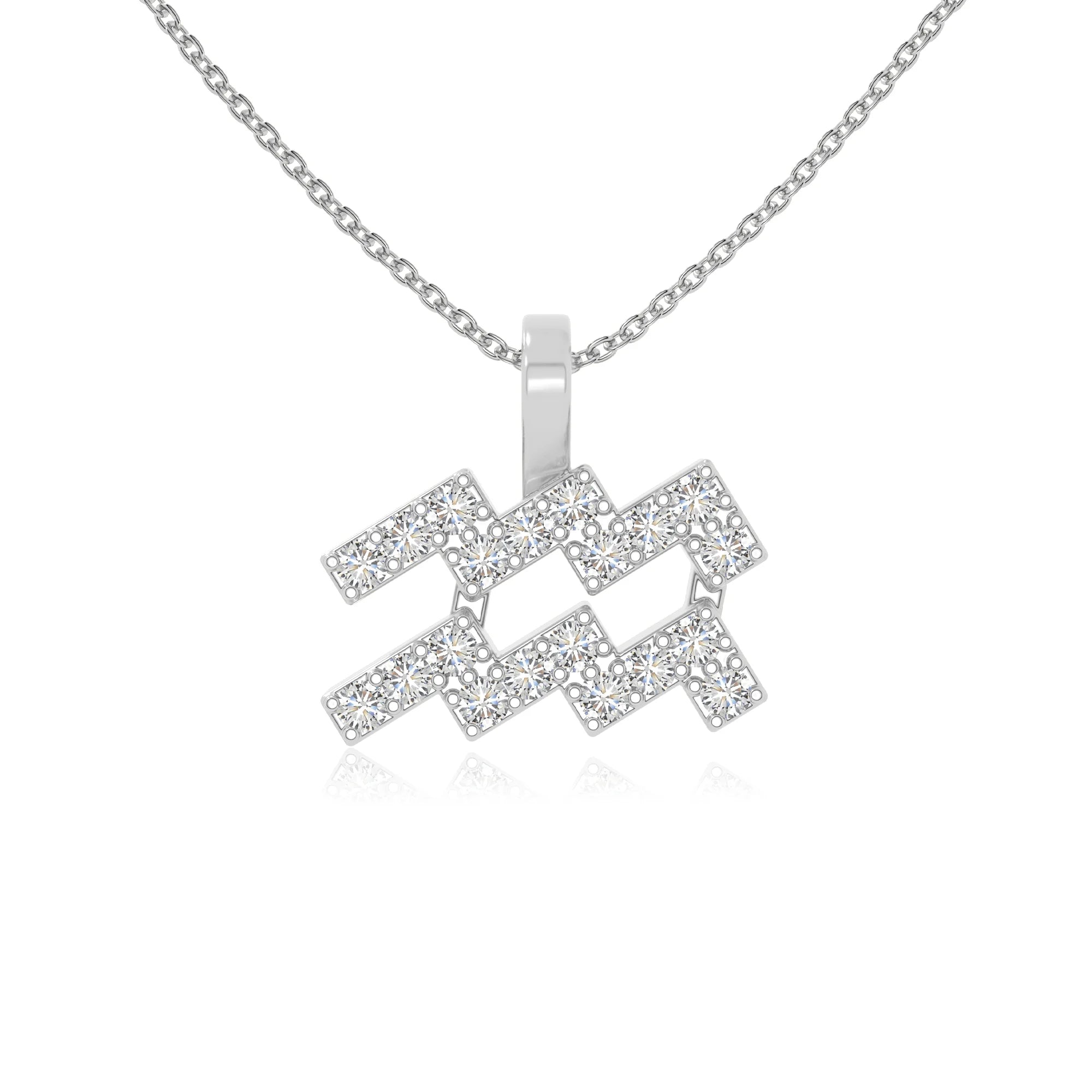 moissanite aquarius zodiac sign necklaces in sterling silver 