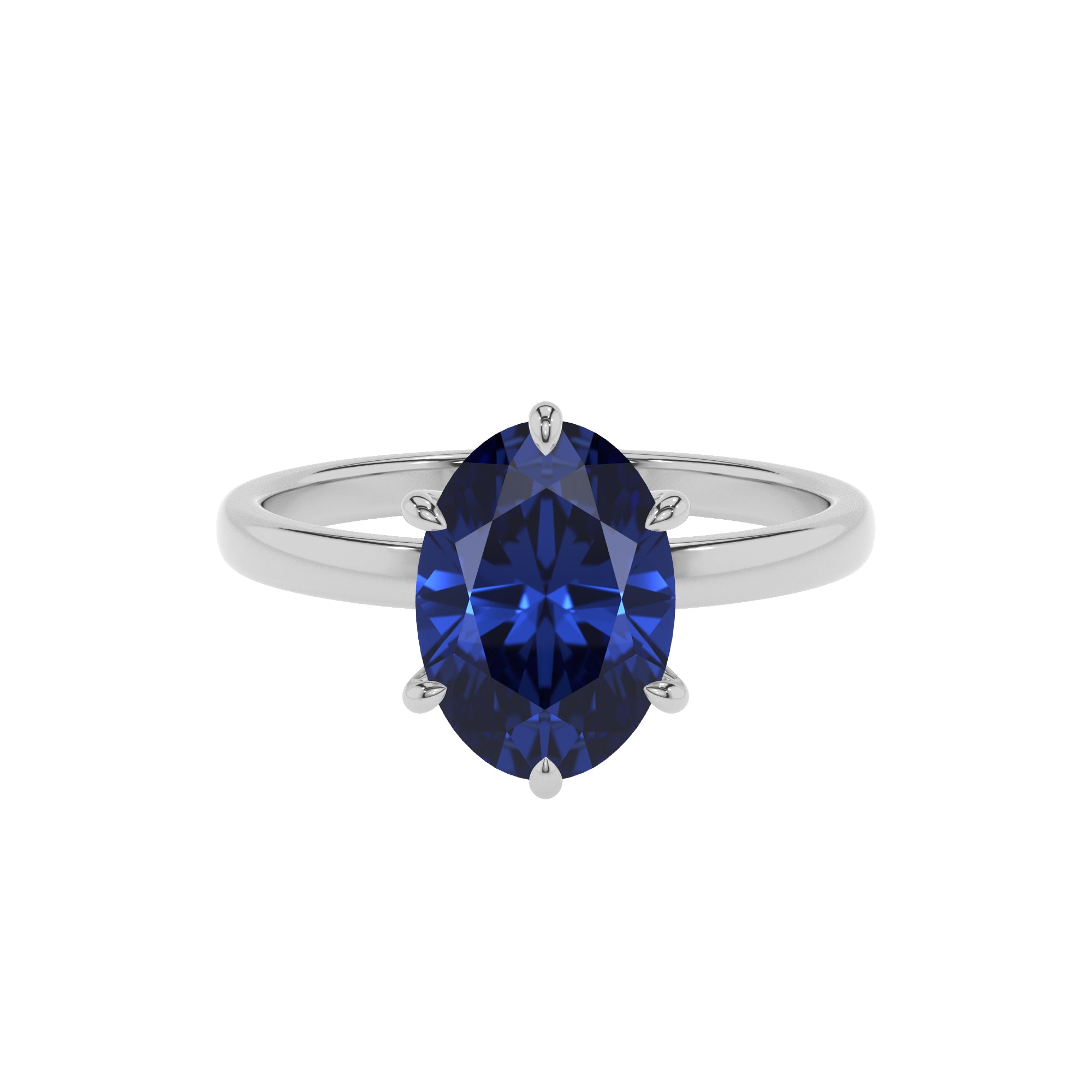 lab-grown blue-sapphire oval solitaire engagement ring