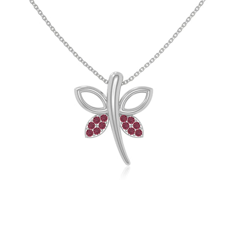 natural ruby dragonfly necklaces in sterling silver 