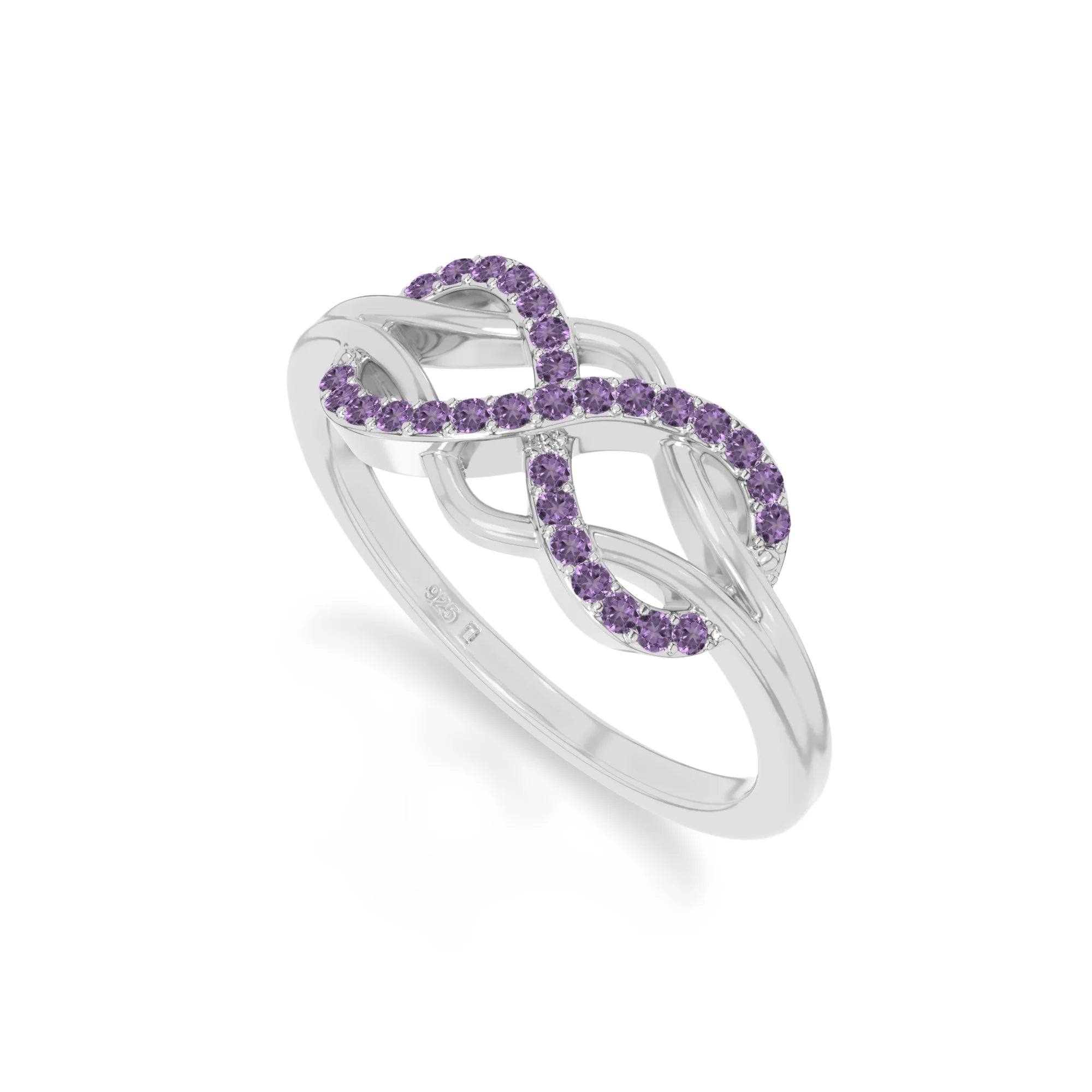 natural amethyst infinity promise rings in sterling silver 