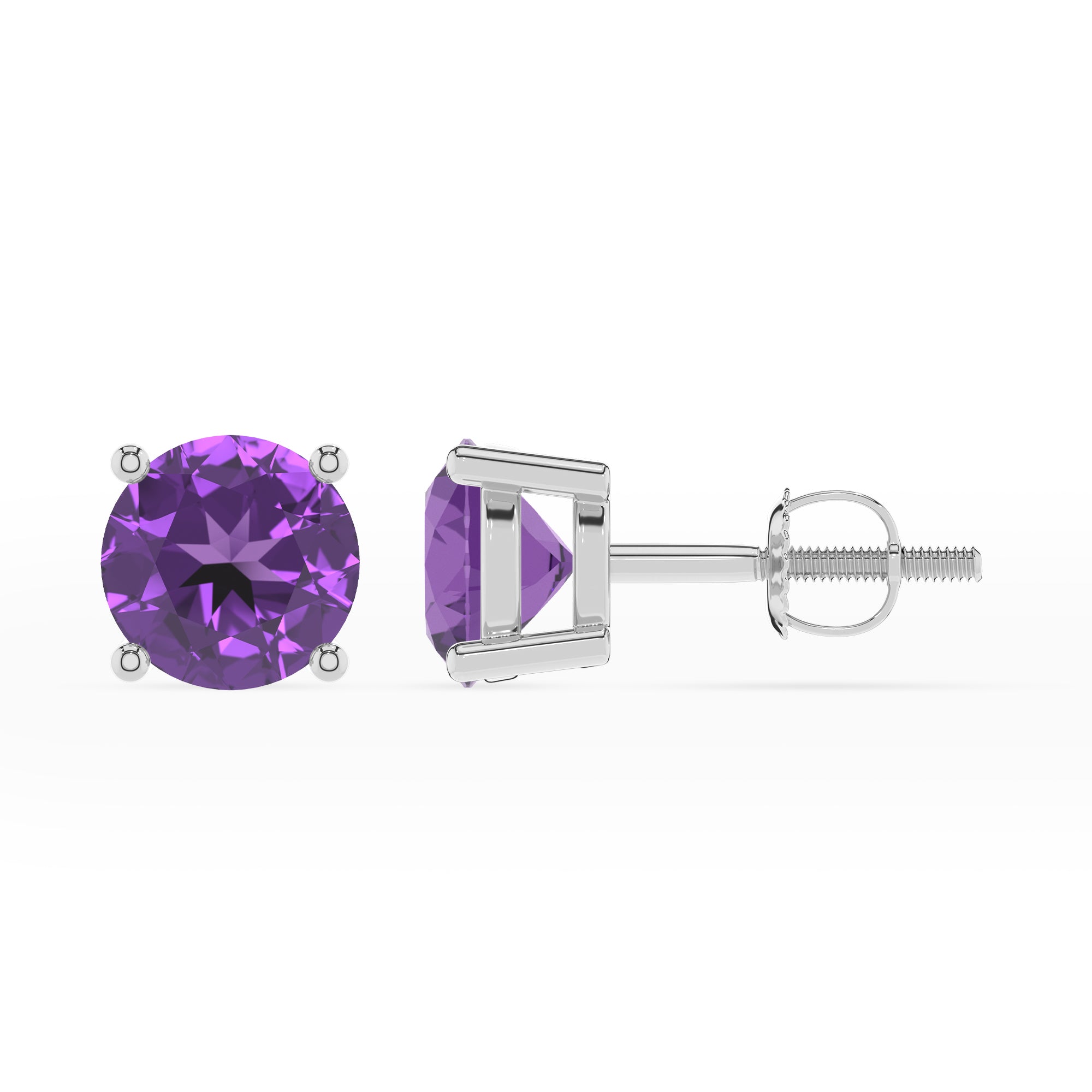 lab grown amethyst round stud earrings 