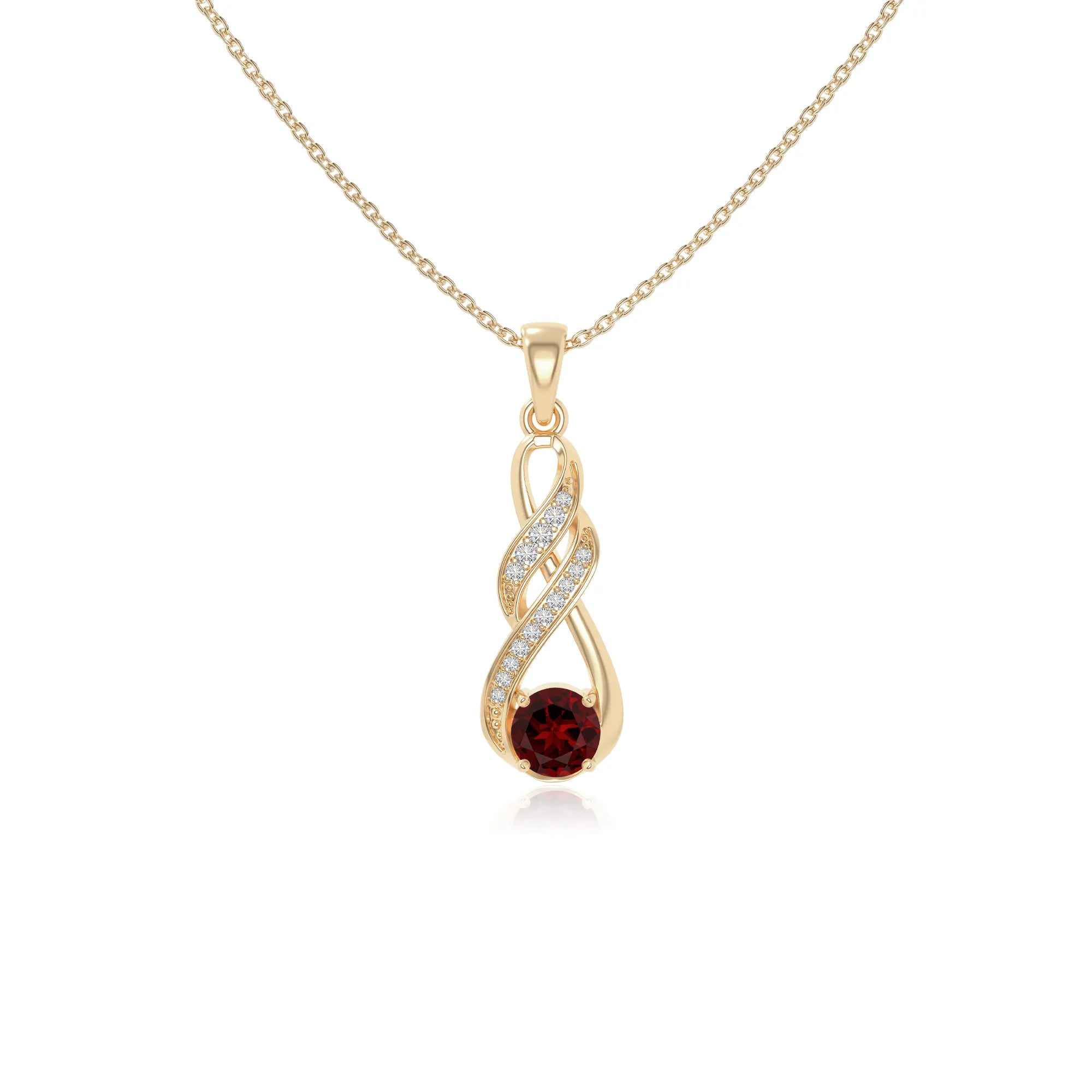 natural garnet infinity necklaces in yellow gold vermeil 