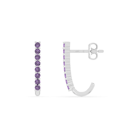 natural amethyst hoop earrings in sterling silver 