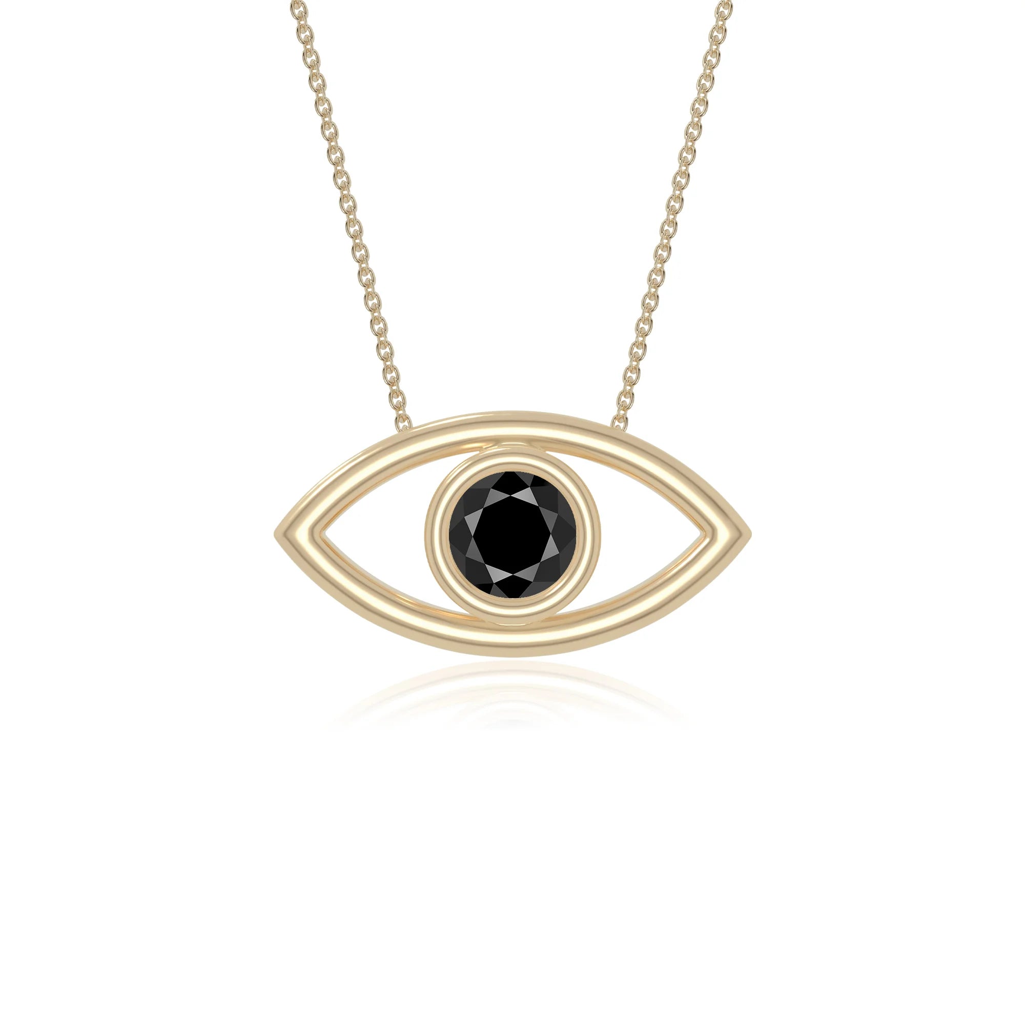 natural black-onyx evil eye necklaces in yellow gold vermeil 