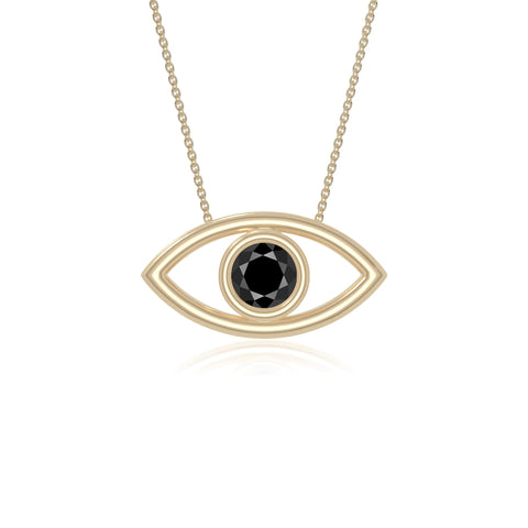 natural black-onyx evil eye necklaces in yellow gold vermeil 