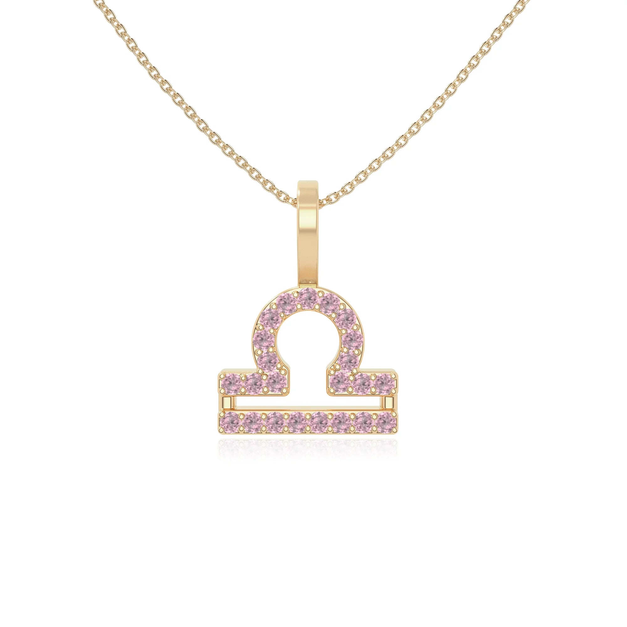natural pink-tourmaline libra zodiac necklaces in yellow gold vermeil 