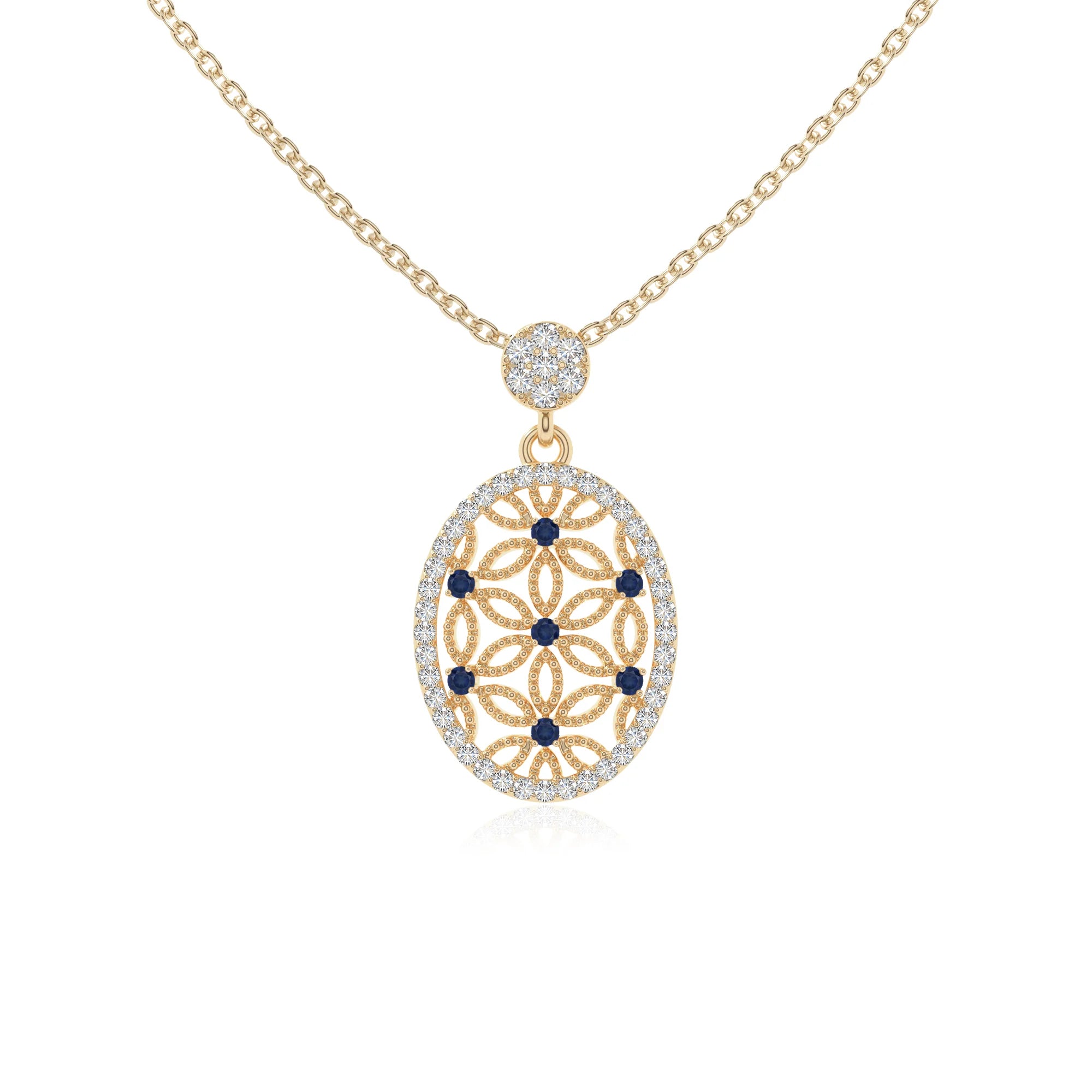 natural blue-sapphire infinity love knot necklaces in yellow gold vermeil 