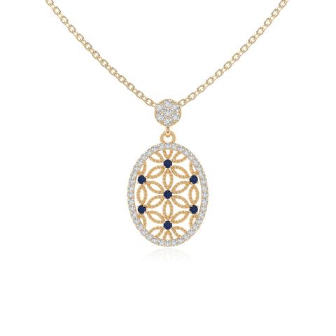 natural blue-sapphire infinity love knot necklaces in yellow gold vermeil 