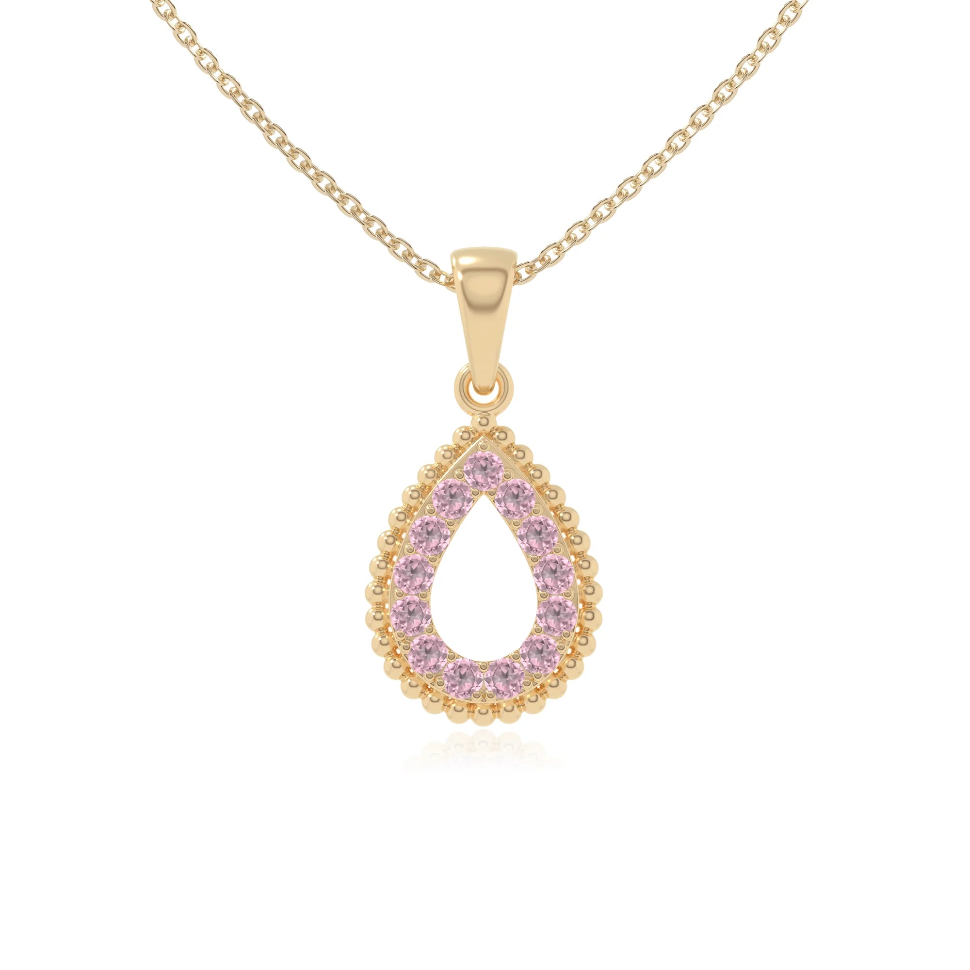 natural pink-tourmaline infinity love knot necklaces in yellow gold vermeil 