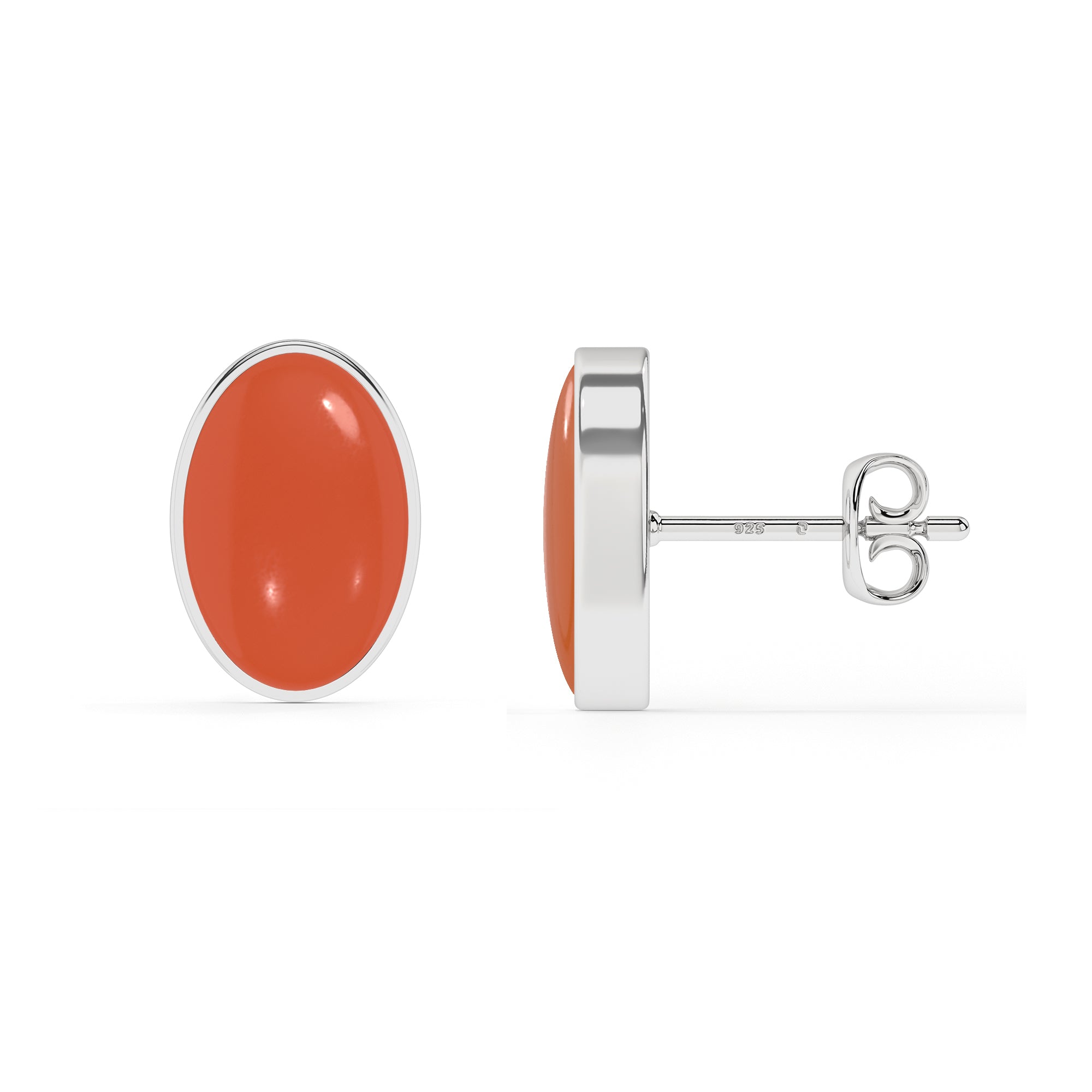 natural carnelian oval shape stud earrings