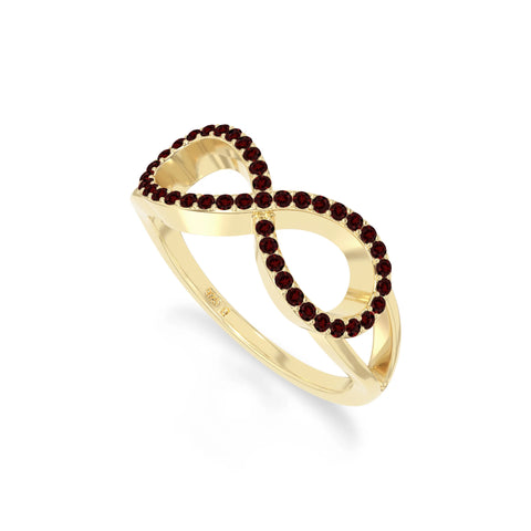 natural garnet infinity promise rings in yellow gold vermeil