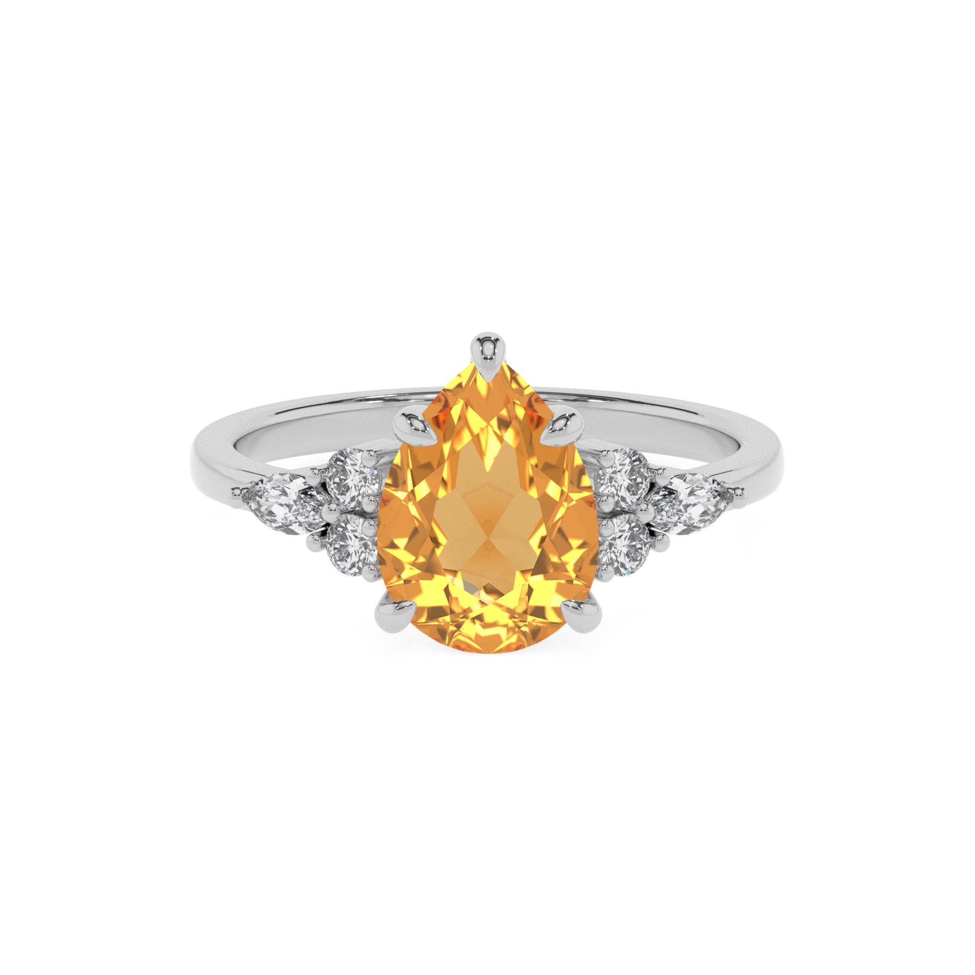 lab-grown citrine pear solitaire engagement ring