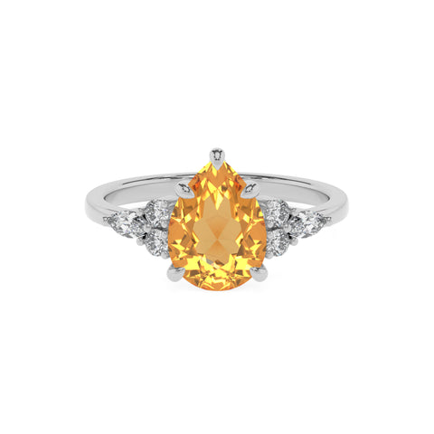 lab-grown citrine pear solitaire engagement ring