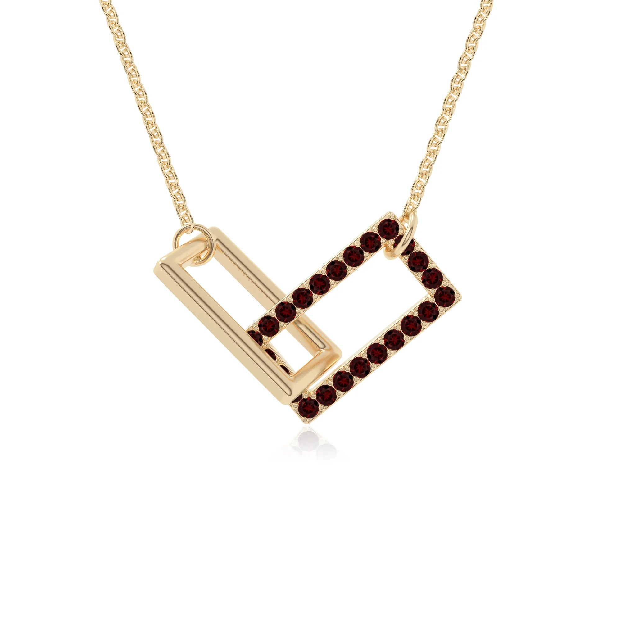 natural garnet interlock necklaces in yellow gold vermeil 