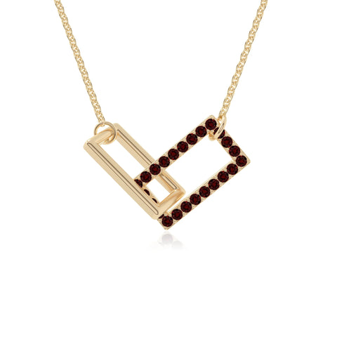 natural garnet interlock necklaces in yellow gold vermeil 