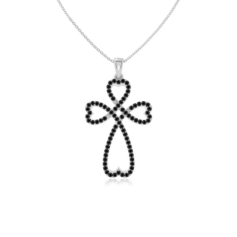 natural black-onyx infinity cross necklaces in sterling silver 