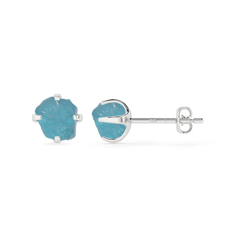 natural paraiba apatite rough shape stud earrings