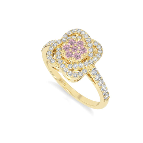 natural pink tourmaline infinity promise rings in yellow gold vermeil