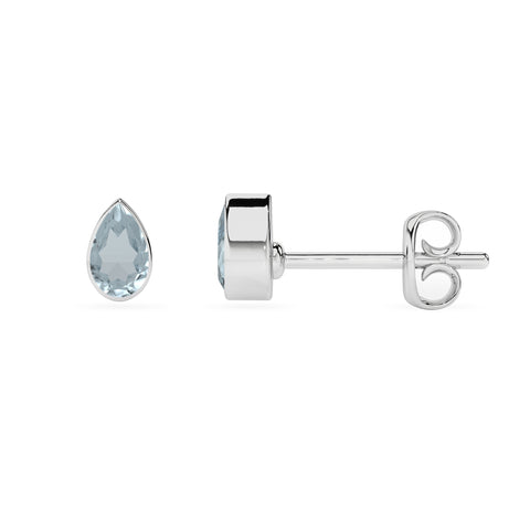 natural aquamarine pear shape stud earrings