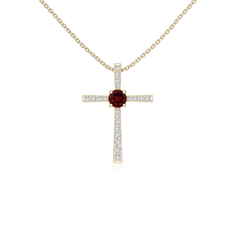 natural garnet cross necklaces in yellow gold vermeil 