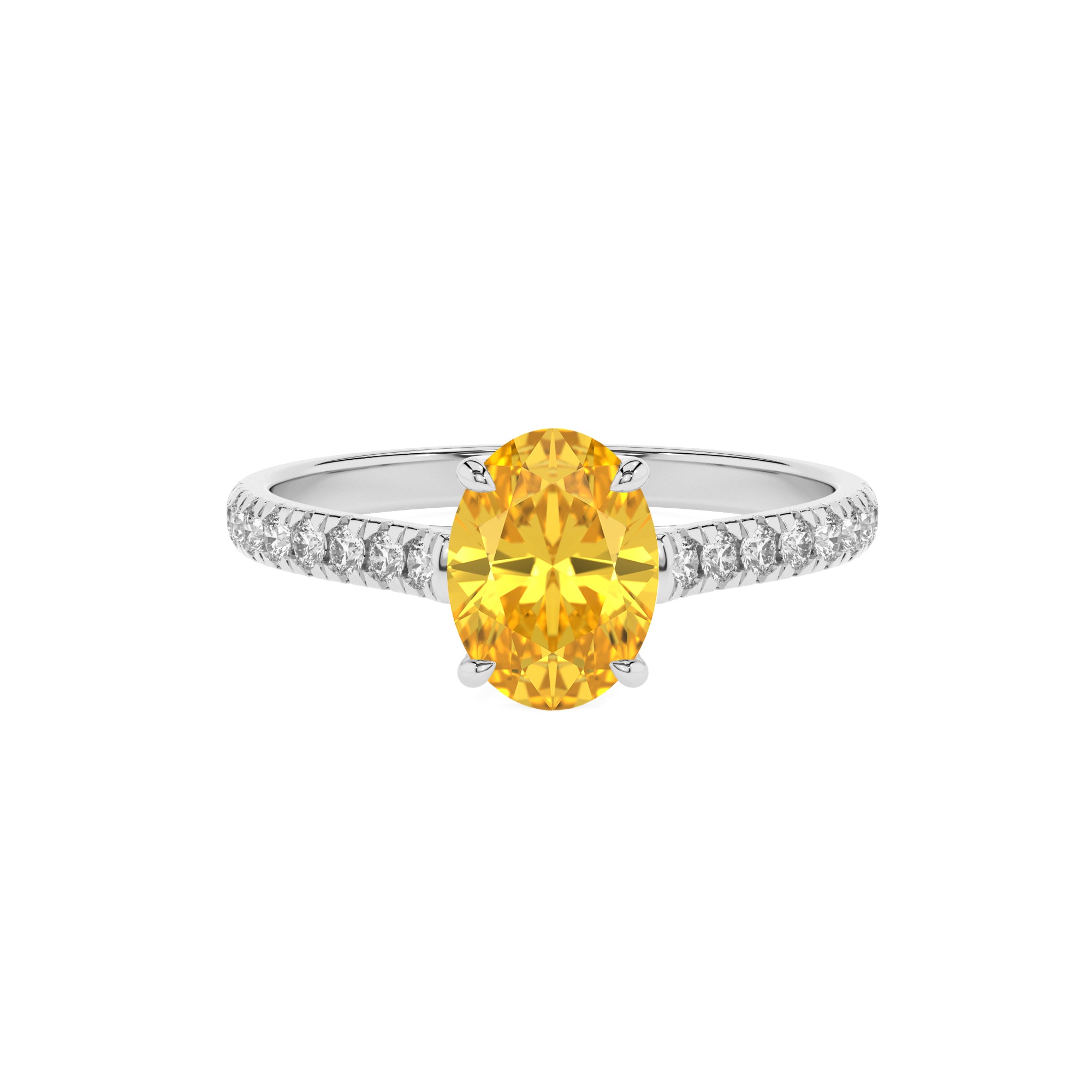 lab-grown yellow-sapphire oval half eterity solitaire engagement ring